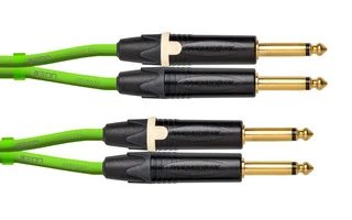 Cordial CEON DJ - 2x Jack Mono 6.35mm >> 2x Jack Mono 6.35mm - Verde - 3 metros 